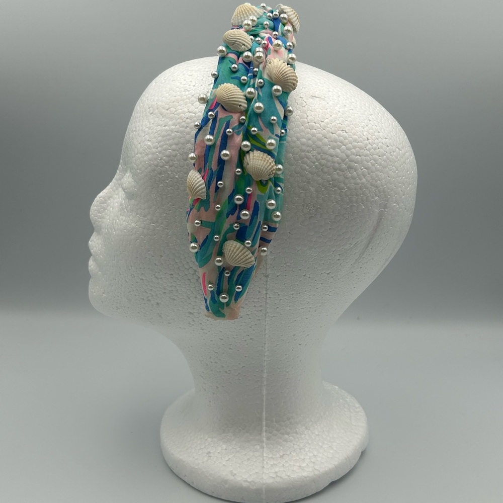 Lele Sadoughi X Lilly Pulitzer Cabana Cocktail Pearl Shell Knotted Headband - Picture 11 of 16